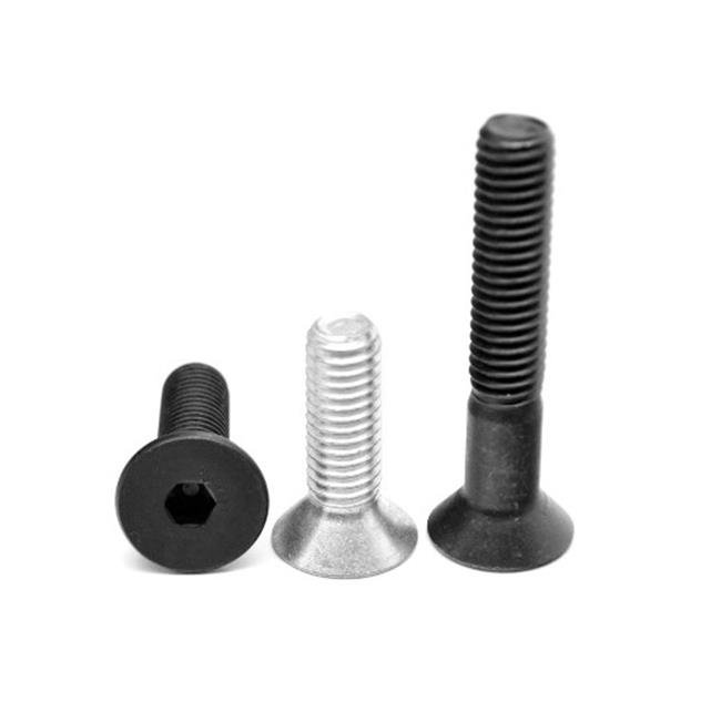 No.10-32 x 0.38 in.-FT Fine Thread Socket Flat Head Cap Screw, Nylon Pellet - Alloy Steel - Black Oxide - 100 Piece